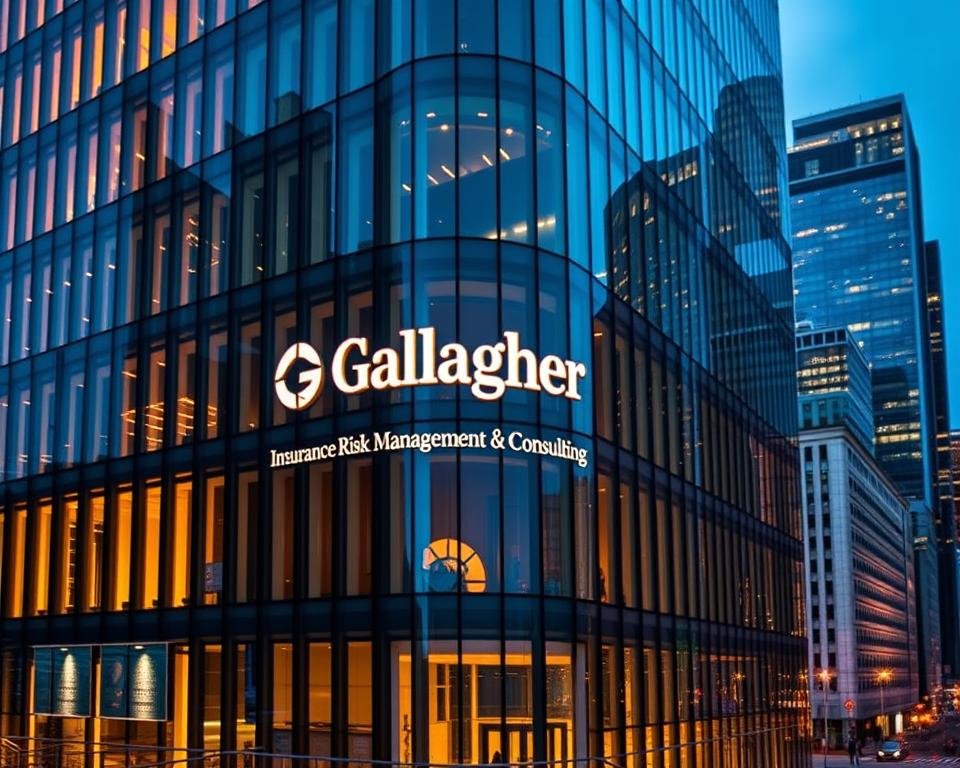 A prestigious corporate building with a distinctive glass and steel facade, illuminated by warm, directional lighting. The Gallagher Insurance Risk Management & Consulting logo prominently displayed on the facade, conveying a sense of professionalism and authority. The building is set against a backdrop of a modern, bustling cityscape, creating a striking juxtaposition of sleek, contemporary architecture and the vibrant urban environment. The image exudes an atmosphere of competence, reliability, and innovation, reflecting the excellence of the consultancy services offered within. A prestigious corporate building with a distinctive glass and steel facade, illuminated by warm, directional lighting. The Gallagher Insurance Risk Management & Consulting logo prominently displayed on the facade, conveying a sense of professionalism and authority. The building is set against a backdrop of a modern, bustling cityscape, creating a striking juxtaposition of sleek, contemporary architecture and the vibrant urban environment. The image exudes an atmosphere of competence, reliability, and innovation, reflecting the excellence of the consultancy services offered within.